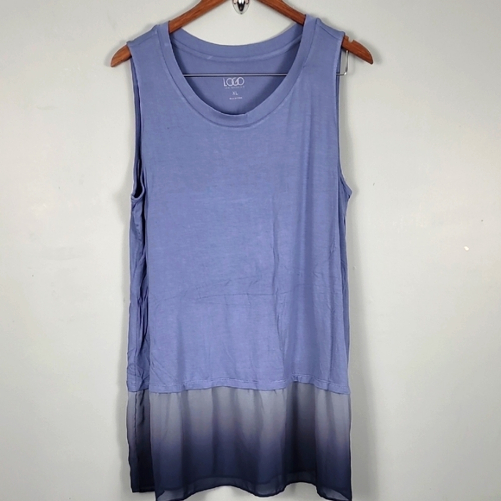 Logo Lori Goldstein QVC Gradient Blue Crew Neck Tank Top